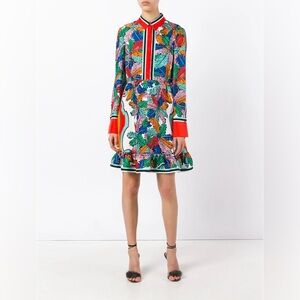 Emilio Pucci Multicolor Leaf Long Sleeve Dress Sz 8